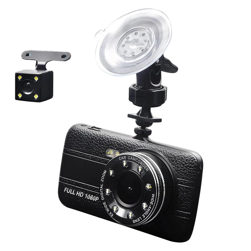 Черный 4 дюйма Lcd Dash Cam вождения Регистраторы видеорегистратор с двойной Камера