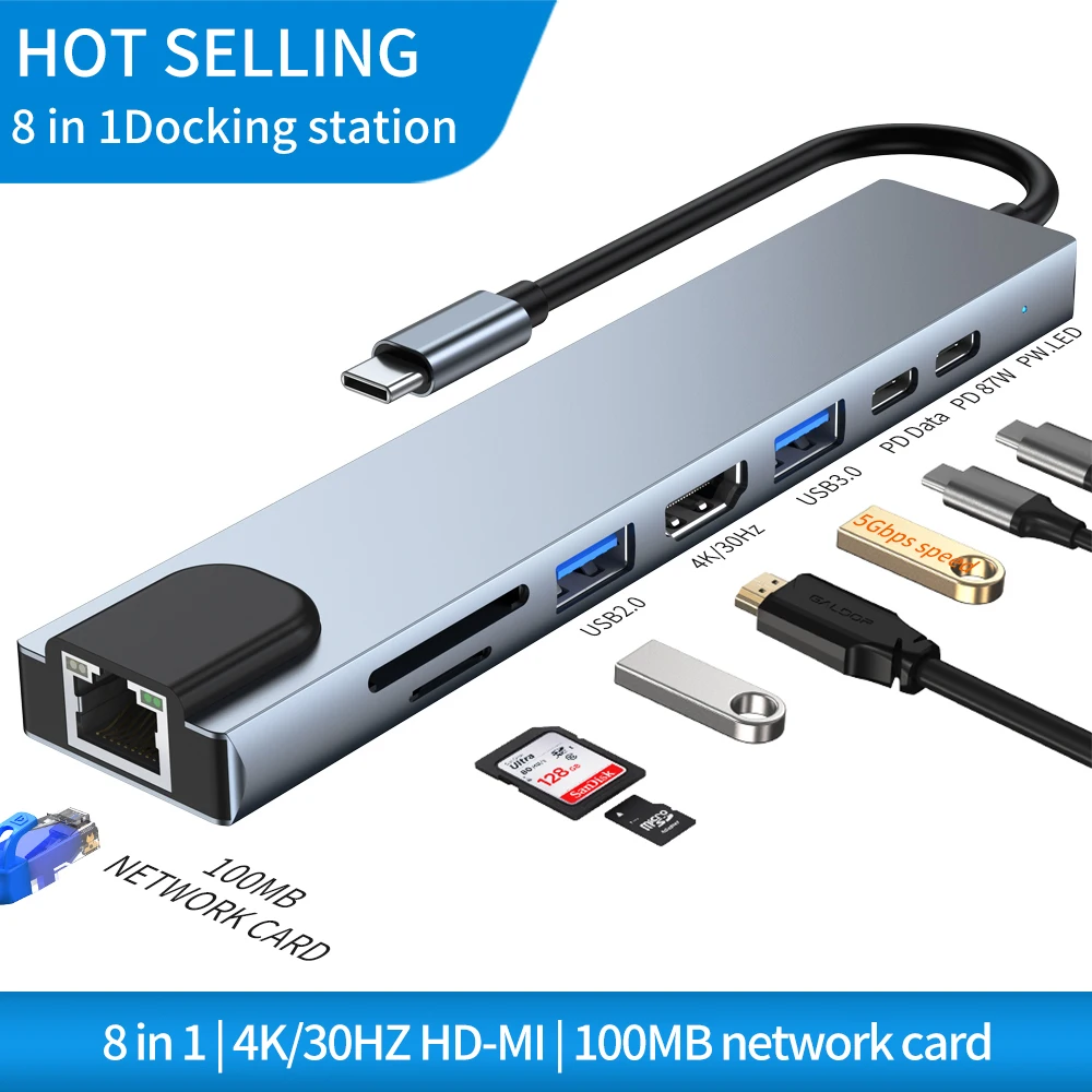 Адаптер USB 3 0 HDMI для M1 MacBook Pro Air 13 8 портов PD |