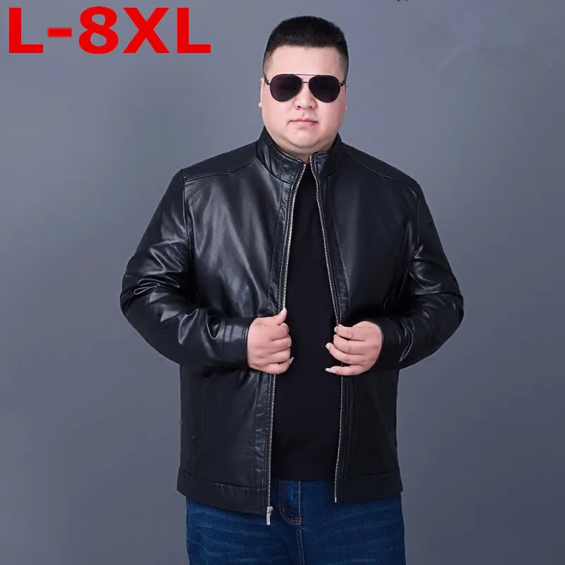 Мужские кожаные мотоциклетные куртки размера плюс 8XL7XL мужская кожаная куртка