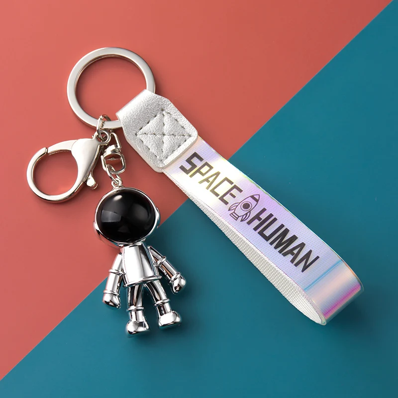 Aerospace Robot Doll Keychain Pendant Alien 3D Car Chain Lock Key Ring UFO Cute Female Bag Accessories Male Gift Couple Lanyard geometric love flower keychain pendant creative personality car school bag cute male and female key chain ring 3d girl gift