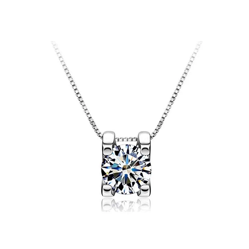 Круглый Кулон Муассанит D Цвет 0.5ct-2ct женское классическое ожерелье женское Чистое Серебро S925 цепочка ключицы хорошее ювелирное изделие