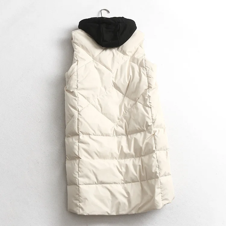 Best Price BD01 Hooded Mock Two-Piece Zipper Cardigan Long Waistcoat WOMEN'S down Waistcoat