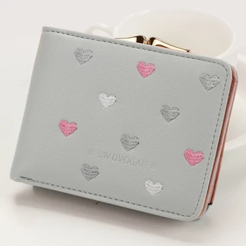 

Candy Handbag Mini Money Purse Short Casual PU Leather Ladies Flip Buckle Organizer Love Heart Fashion Wallet