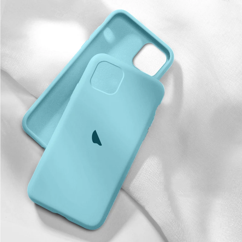 Chrysanthemum blue Official original silicone case for iphone 6 6S 7 8 Plus Xs max XR X full cover with logo case for iPhone 11 Pro Max back cover - Цвет: Chrysanthemum blue