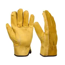 1 Pair Work Gloves Cowhide Security Protection Wear Welding Moto Hunting Gloves