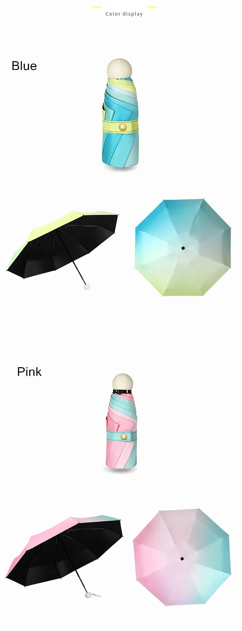 Креативный зонтик, меняющий цвет, градиентный Радужный, новинка, карманный зонтик для дождя, женский зонтик, дамские капсульные Зонты