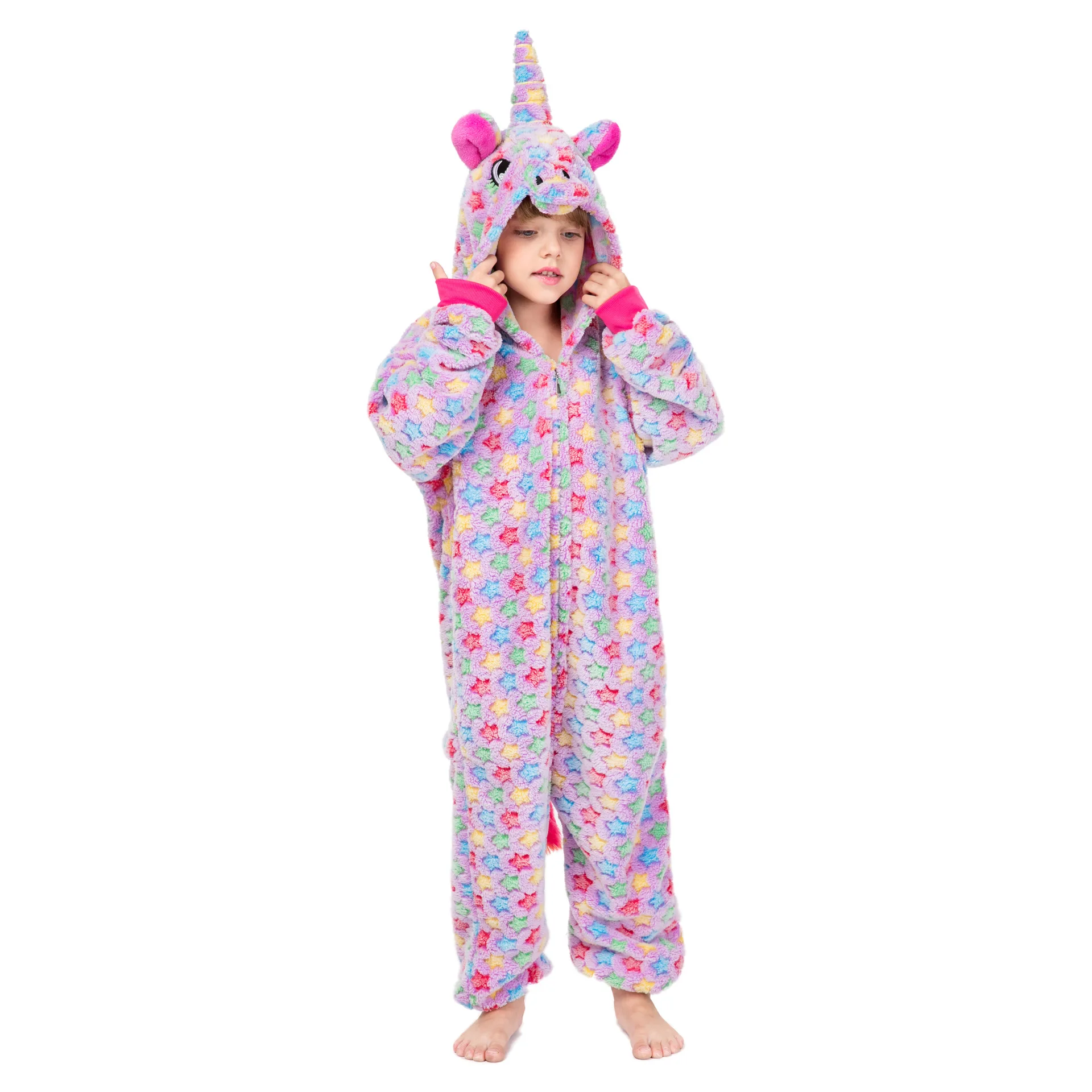 Кигуруми Новинка; зимняя детская пижама с единорогом; Пижама с животными; детская пижама с пандой; фланелевая теплая Пижама; комбинезон с единорогом