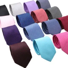 Новые строгие галстуки для мужчин классические Полиэстеровые Тканые Красочные полосатые галстуки модные тонкие 7 см Свадебная деловая Вечеринка Повседневная Gravata