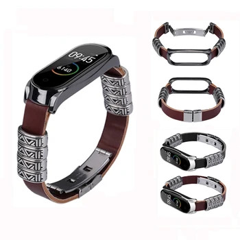

Strap For Xiao Mi Band 4 Retro Leather Bracelet Watch Band For Xiaomi Mi band 3 4 Wristband Accessories For Miband 4 Pемешок