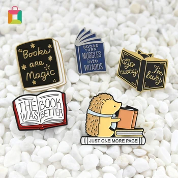 

Women Men Brooch Jewelry Book Pattern Enamel Broch Pin Cartoon Badge Pin