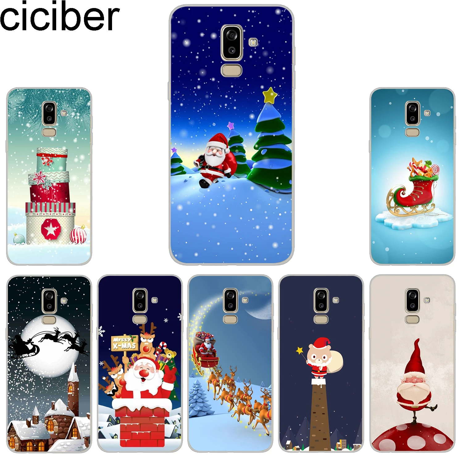 Ciciber чехол для телефона с рождественским рисунком samsung Galaxy J5 J6 J7 J8 TPU Защитный J4 J3 J2