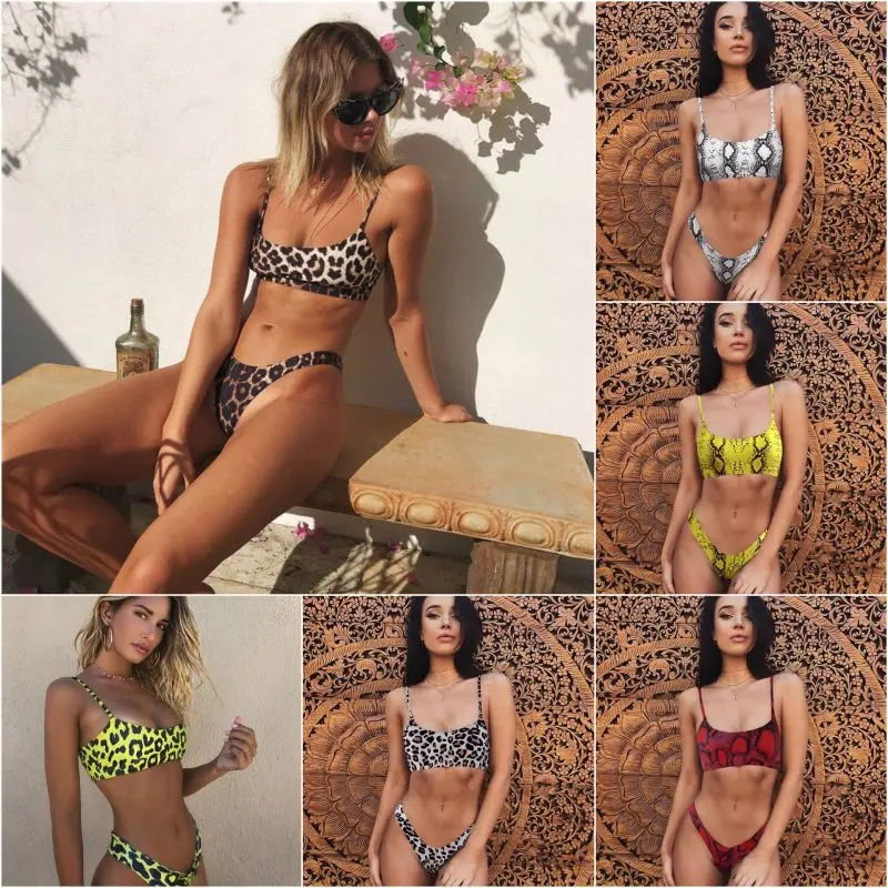 

Europe And America Hot Selling WOMEN'S Seperated Swimwear Sexy Leopord Pattern Printed Bikini Push up Bikini981