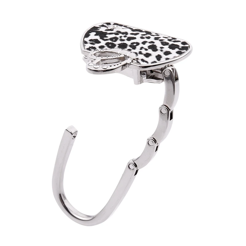 Promotion-Black White Leopard Print Handbag Style Foldable Table Hook Purse Hanger Holder