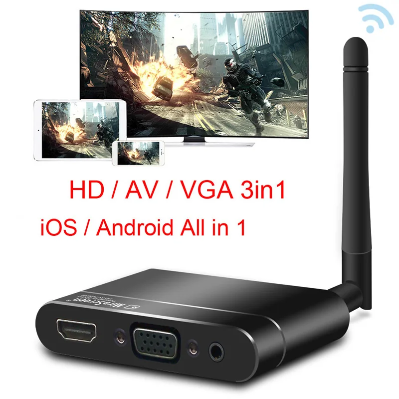 Wireless Wifi HD 1080P HDTV VGA AV Display Adapter Miracast Airplay DLNA Screen Mirroring for IPhone XR IOS Android Phone To TV