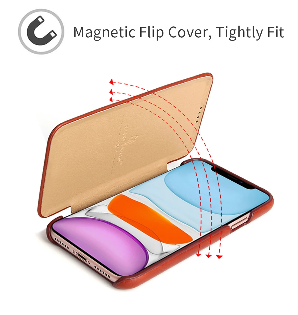 LANGSIDI Luxury magnetic Flip book case For Iphone 12 pro max 13 11 Pro xr x 7plus xs max Genuine leather 360 full protect cover phone flip cover