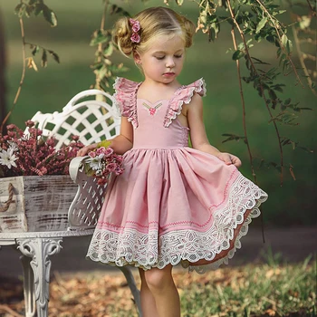 

EACHIN Girls Dresses New Baby Girls Summer Lace Patchwork Sweet Princess Dress Casual A-Line Dress Birthday Party Dress For 3-8Y
