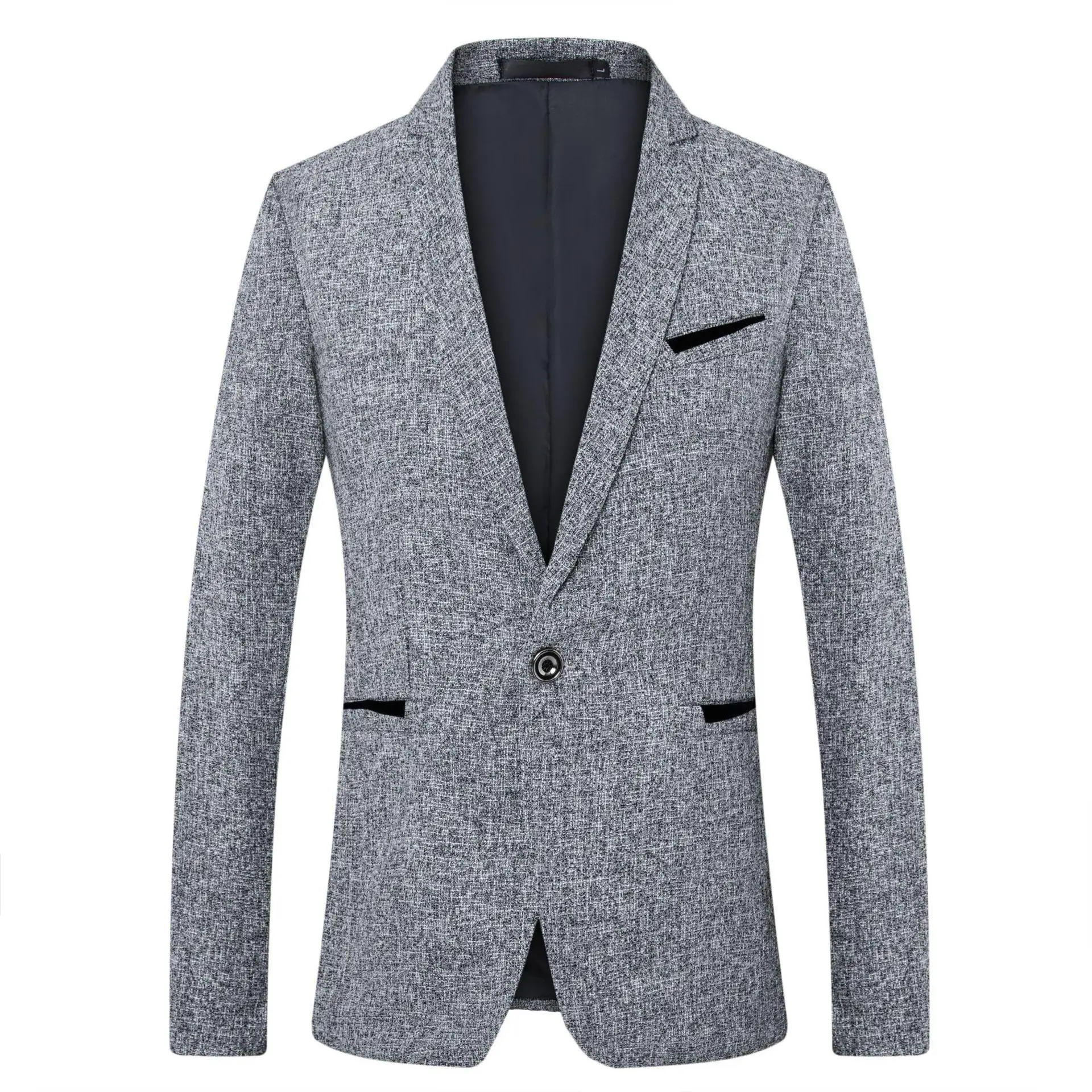 Новое поступление Модная Осенняя мужская Молодежная куртка однобортный повседневный мужской костюм, пиджак блейзеры размера плюс M L XL 2XL 3XL 4XL 5XL - Цвет: gray