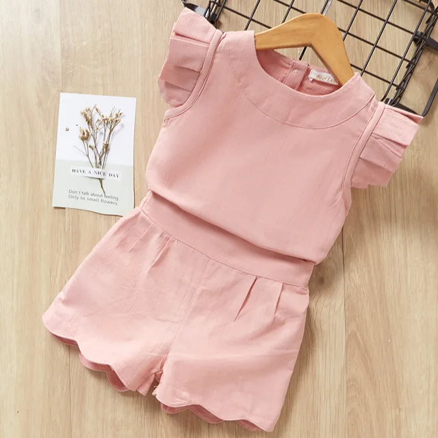 az839 pink Комплект для девочек из 2 предметов Bear Leader, летняя модная футболка без рукавов+ повседневные штаны - Цвет: az839 pink