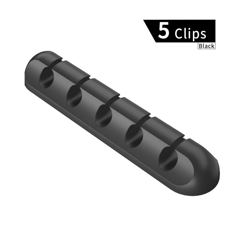 Essager Кабельный органайзер USB держатель для кабеля мышь наушники зарядное устройство для наушников шнур протектор стол зажим для намотки кабель управления - Цвет: 5  clips  Black