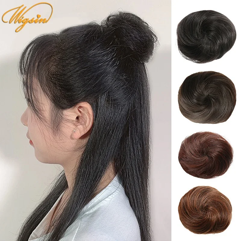 

WIGSIN Synthetic Short Curly Chignon Bun Hair Extension Claw Clip in Hair Black Brown Cute Girl Messy Hairpiece for Women