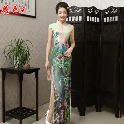 Аодай Чонсам народный стиль вьетнамский шифон аодай стоячий воротник элегантное женское китайское традиционное платье Ципао китайское платье - Цвет: color9