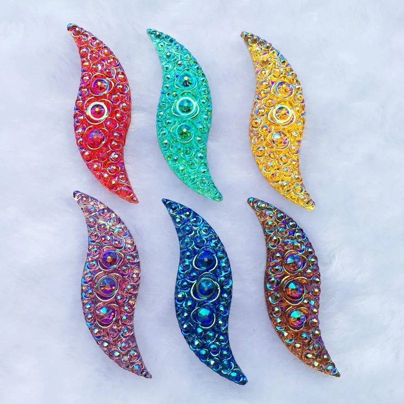 

8pcs Big S Shape 14*47mm sew on crystals and stones rhinestones flatback handsewing Resin Rhinestones gem stones