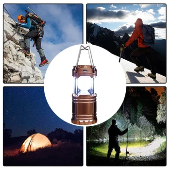 

LED Camping Lantern Solar Powered LED Camping Lantern ABS Collapsible Lamp USB Rechargeable Survival