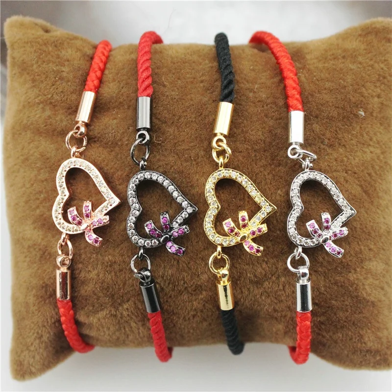 10 шт./лот, дизайн, разноцветный браслет с сердечком, cz браслет, покрытый кубическим цирконием, популярный браслет, дешево, опт