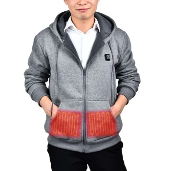 

Men Outdoor USB Infrared Heating Hooded Work Jacket Winter Flexible Electric Thermal Clothing Fishing Hiking Мужская одежда D30