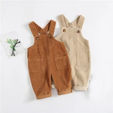 Повседневные осенние длинные штаны, брюки для маленьких мальчиков и девочек, детские вельветовые свободные комбинезоны, длинные штаны, WT791