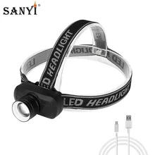 USB Перезаряжаемый налобный фонарь 4 режима XPE светодиодный головной фонарь Zoom Focus головной фонарик ночной рыболовный фонарь встроенный аккумулятор