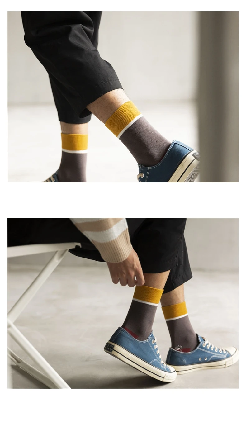 KingDeng Winter Cotton Middle tube Man Socks Keep Warm Black Harajuku Sheer Luxury Plain Color Sock Streetwear Fashion Design