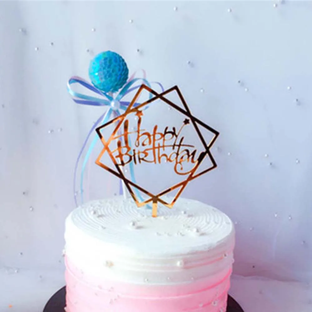 Acrylique Joyeux Anniversaire Gateau Topper Personnalise Outil De Decoration De Fete De Mariage Aliexpress
