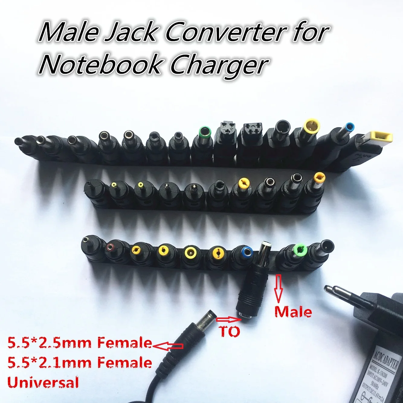 

DC Male 34/sets notebook interface converter universal maintenance power adapter plug Male Jack Converter for Notebook Charger