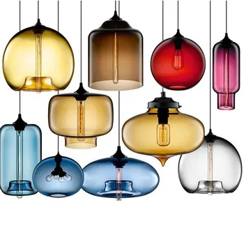 

Color Stained Clear Glass Pendant Light Lamp for Dining Room Bar Coffee Hotel Restaurant Lighting LED Hanging Light