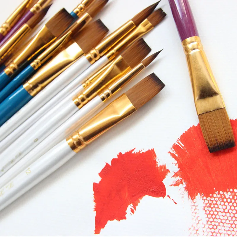 

Wooden Handle Hook Line Oil Painting Brushes Drawing Art Supplie Drawing Brushes Artist Paint Brush 6Pcs Nylon Hair