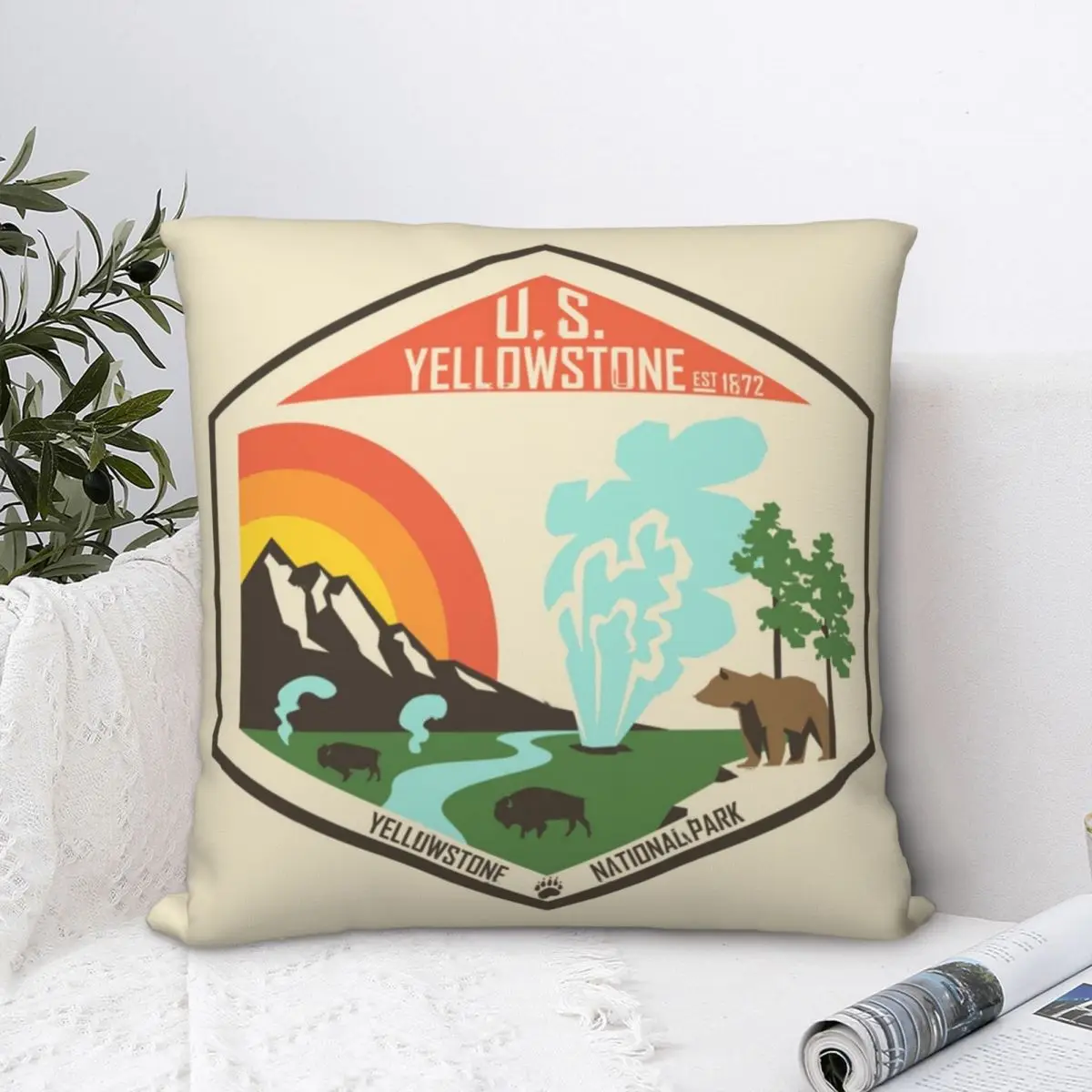 

Чехол для подушки Yellowstone National Square, чехол для подушки, креативная декоративная подушка из полиэстера на молнии для дома, чехол для автомобиля в скандинавском стиле