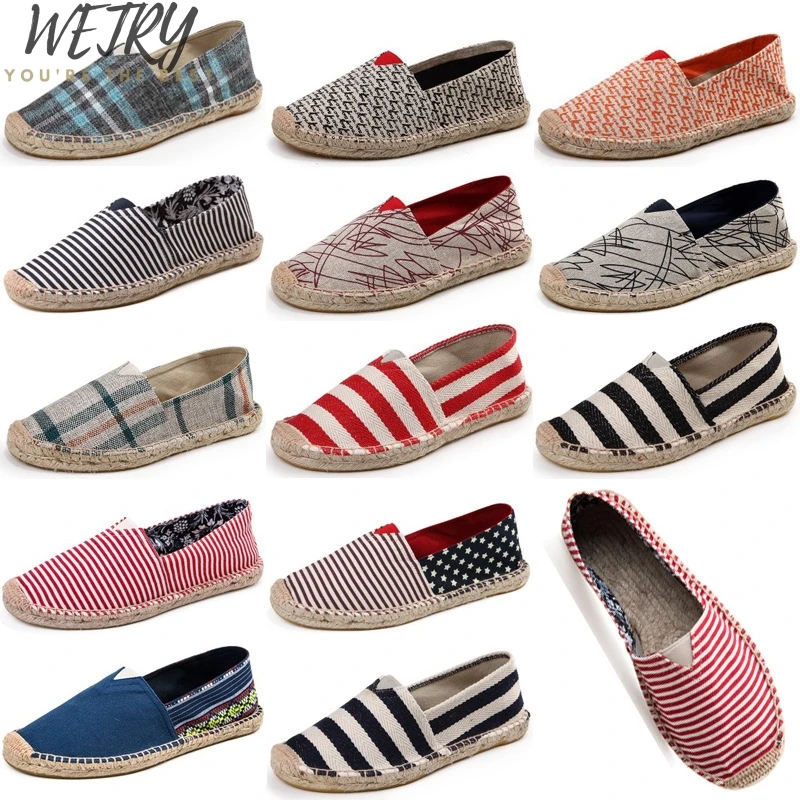

2019 New Arrival Black Retro Vintage Lazy's espadrilles Boat shoes flat Shoes for Female Unisex Larger Size Breathable