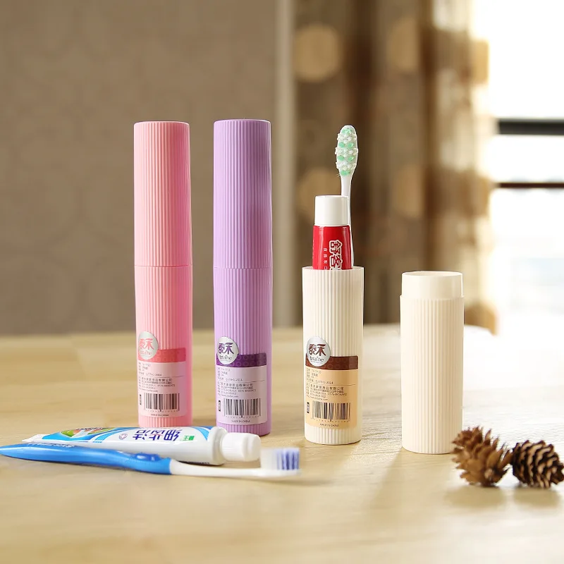 TAYHee Auchan Tooth Set Box Plastic Toothbrush Case Tooth Cylinder Travel Students Washing Cup Mini Small Toothbrush Case 7710