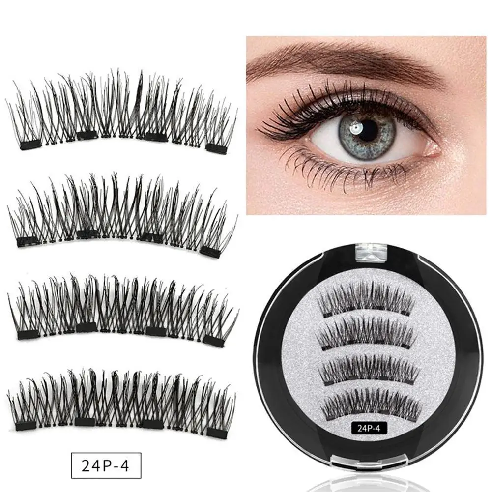 3D magnetic eyelashes With 4 Magnets handmade makeup false Reusable extended Makeup Min B6F0 | Красота и здоровье