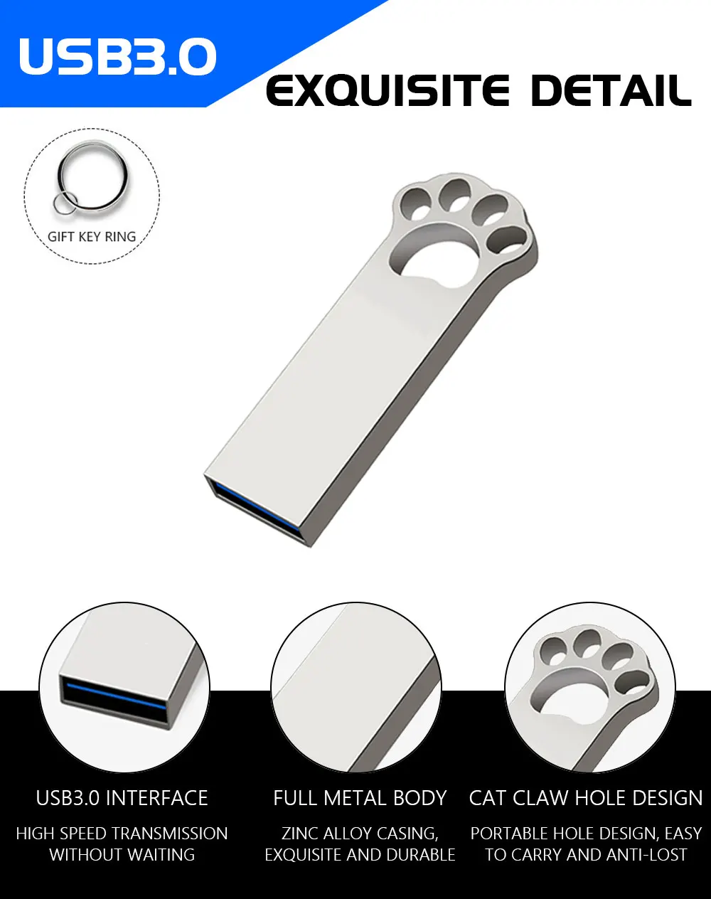 Многофункциональный USB 2,0& 3,0, металлическая кошачья лапа ручка, USB флеш-накопитель, 16 ГБ, 32 ГБ, 64 ГБ, USB флеш-карта памяти, Флеш накопитель, USB диск