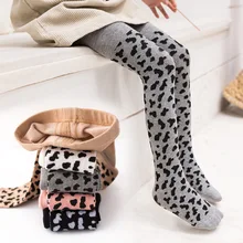 Весна-осень, стиль, узор в горошек, Леопардовый узор, шланг для девочек, чистый хлопок, не скатывается, детские колготки для танцев