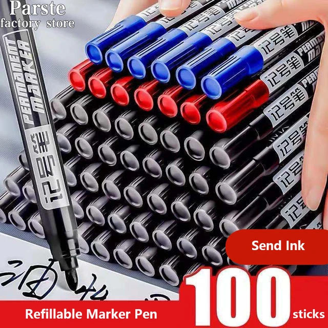 1pc Black/blue/red Colour Big Head Round Head Permanent Marker Bulk  Logistics Courier Can Add Ink The Office Supplies Stationery - Paint  Markers - AliExpress