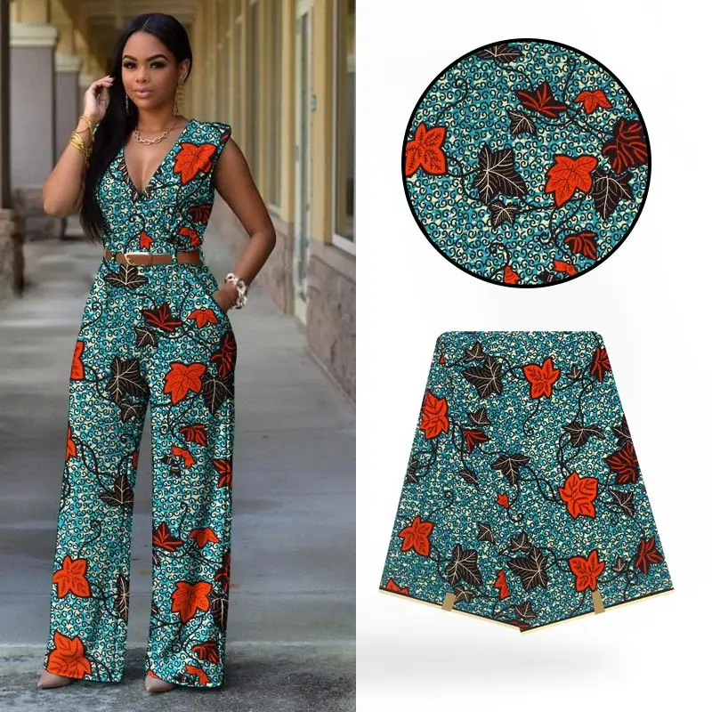 

LIULANZHI african wax fabrics Prints maple leaf ankara wax fabric 6yards cotton batik fabric for dress ML9H1790-1819