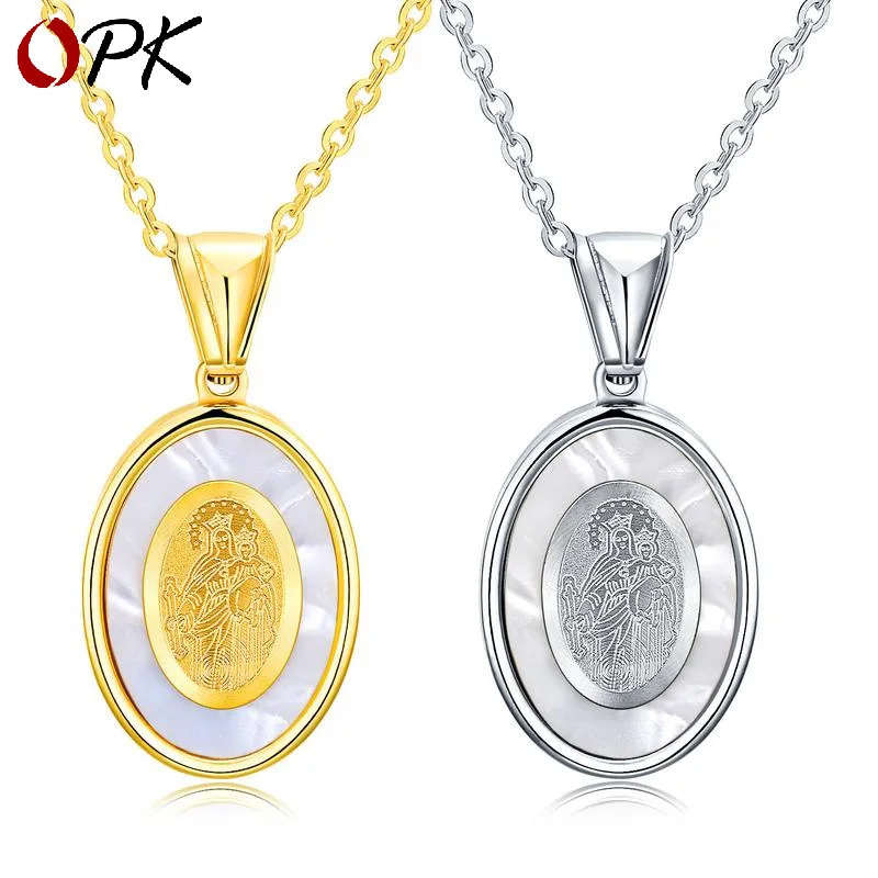 Europe And America New Style Religious Accessories Blessed Virgin Mary Maria Titanium Steel Necklace Men And Women-Necklace Holi