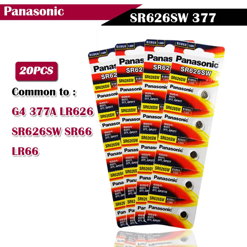 Батарейка для часов Panasonic 20 шт./лот 1 55 в SR626SW 377 G4 377A LR626 SR66 LR66 батареи из оксида