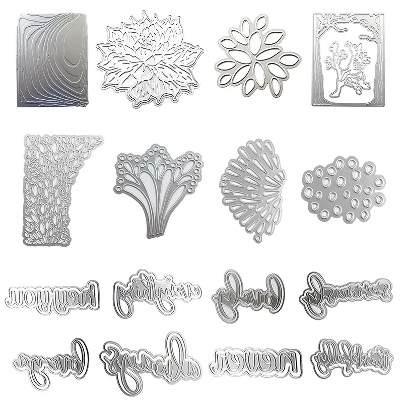 5pcs Curly Frame Metal Die Cuts for Card Making, Square Flower