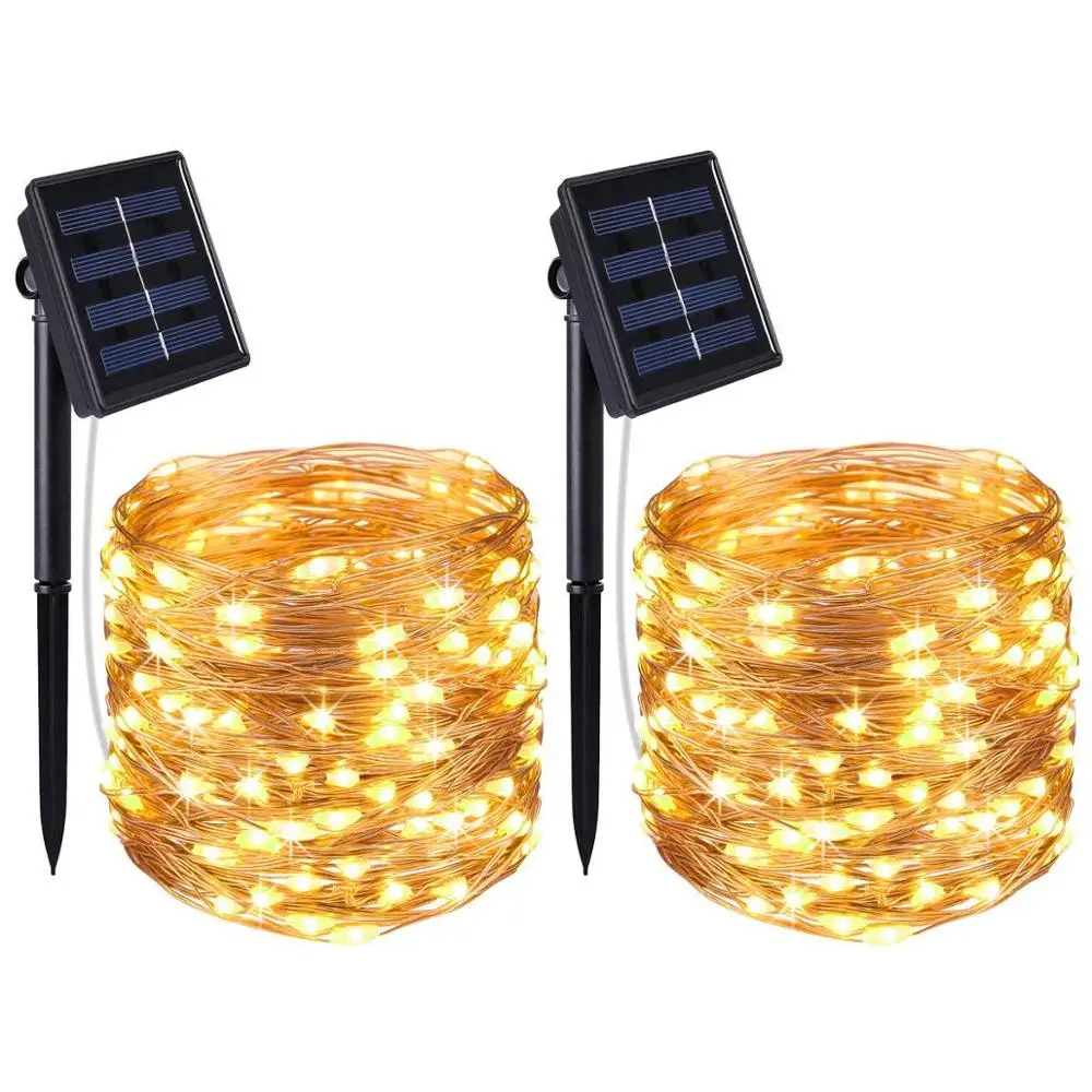 Солнечные Медный провод Гирлянды светодиодные огни 200 LED Звездное канатные