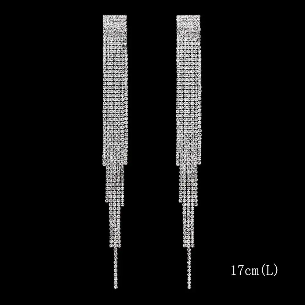 Deisng 12 TREAZY, модные длинные висячие серьги с кисточками для женщин, серебряные Висячие висячие серьги со стразами, свадебные ювелирные изделия - Окраска металла: Deisng 12