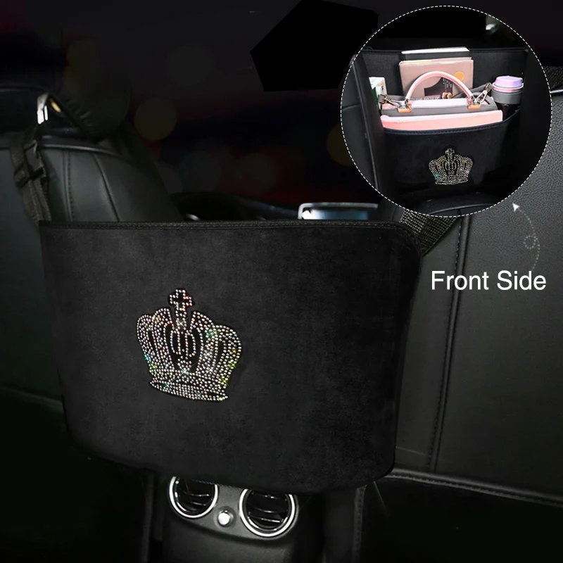 Bolsa de Armazenamento de Carro Assento de Volta Banco de trás do Moda Strass Organizador Titular Cristal Diamante Multi-bolsos Carro Estiva Tidying Mulher 9 multi-bolsos banco de trás do carro estiva tidying mulher